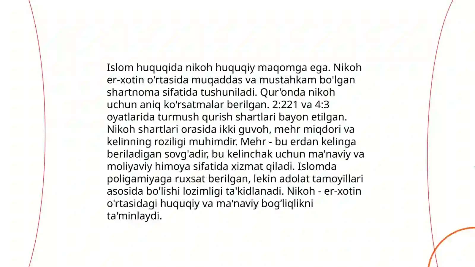 Oilaviy hayot va nikoh shar'iy asoslari Islom dini tamoyillariga asoslanadi 4