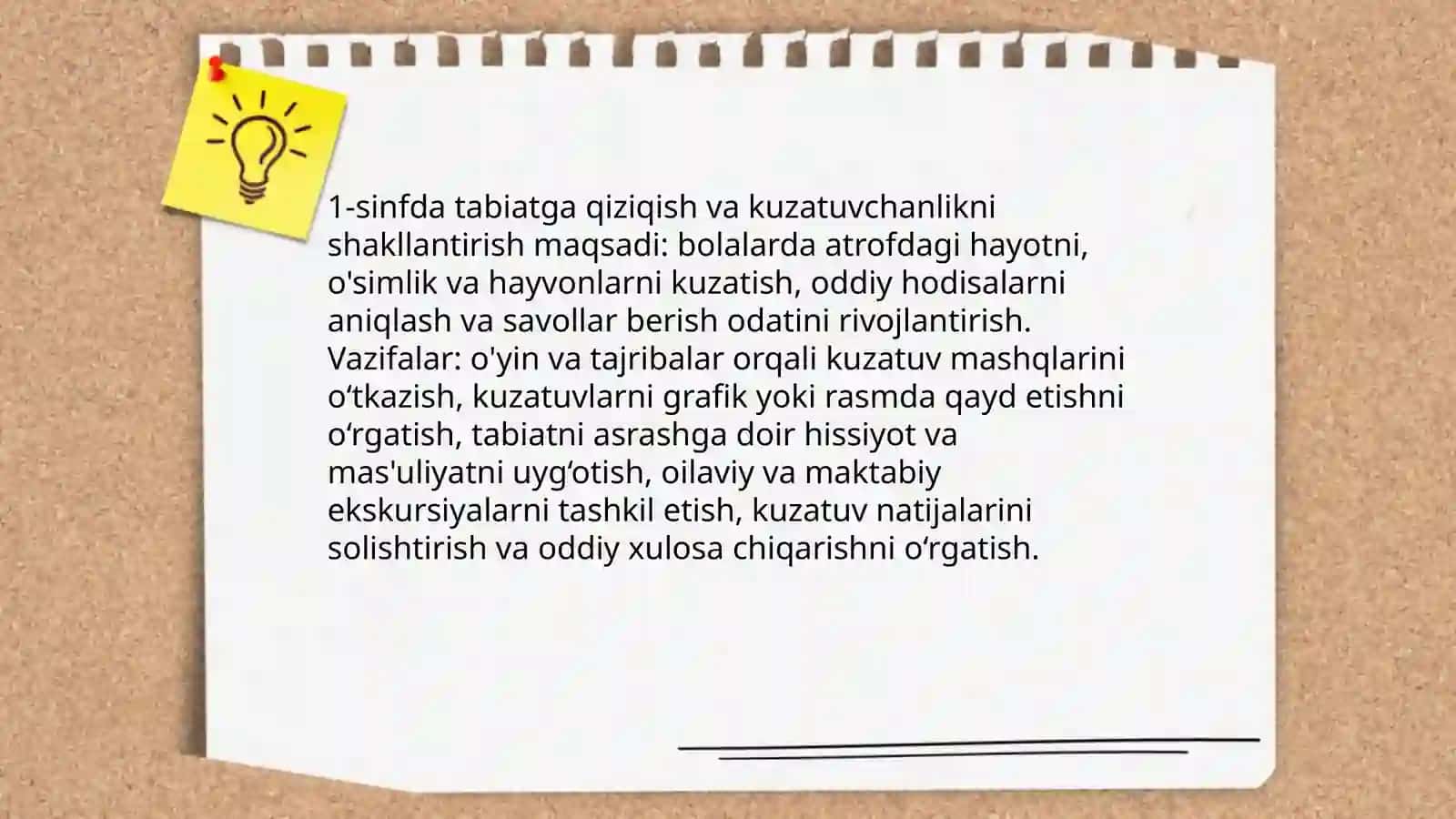 1-sinfda "Tabiiy fanlar" fanining maqsad va vazifalari 4
