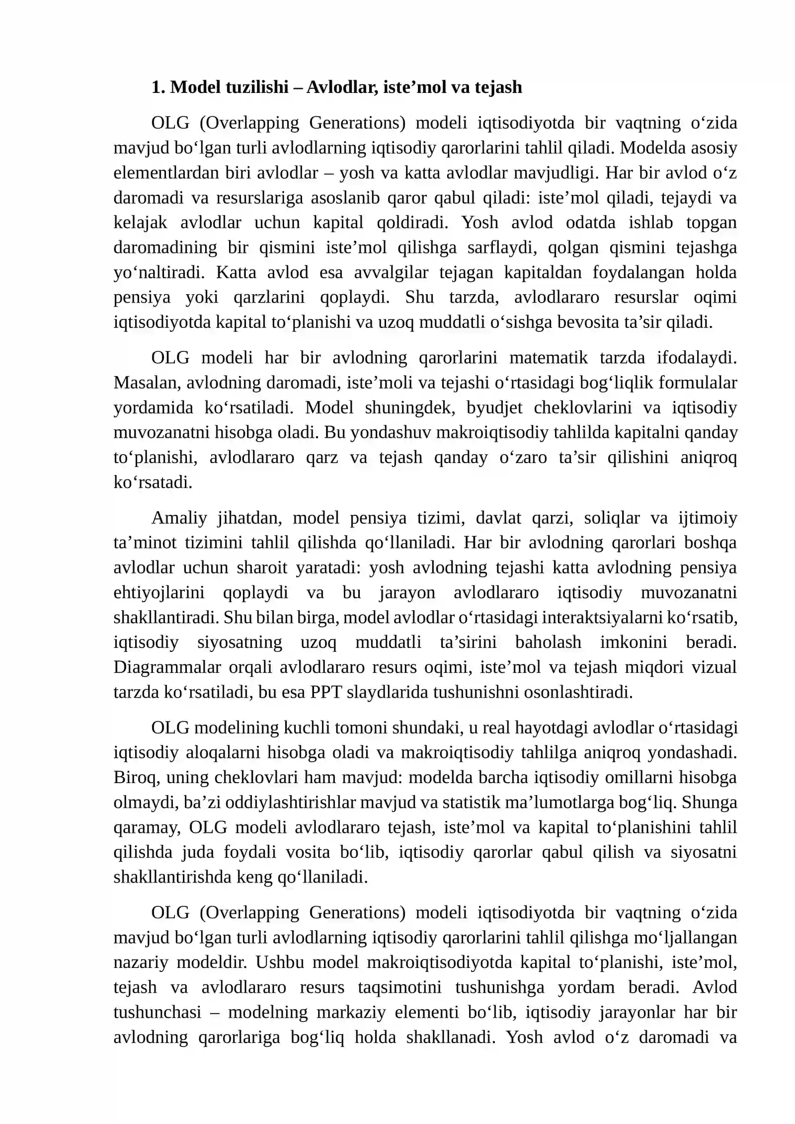 OLG (Overlapping Generations) modeli 4