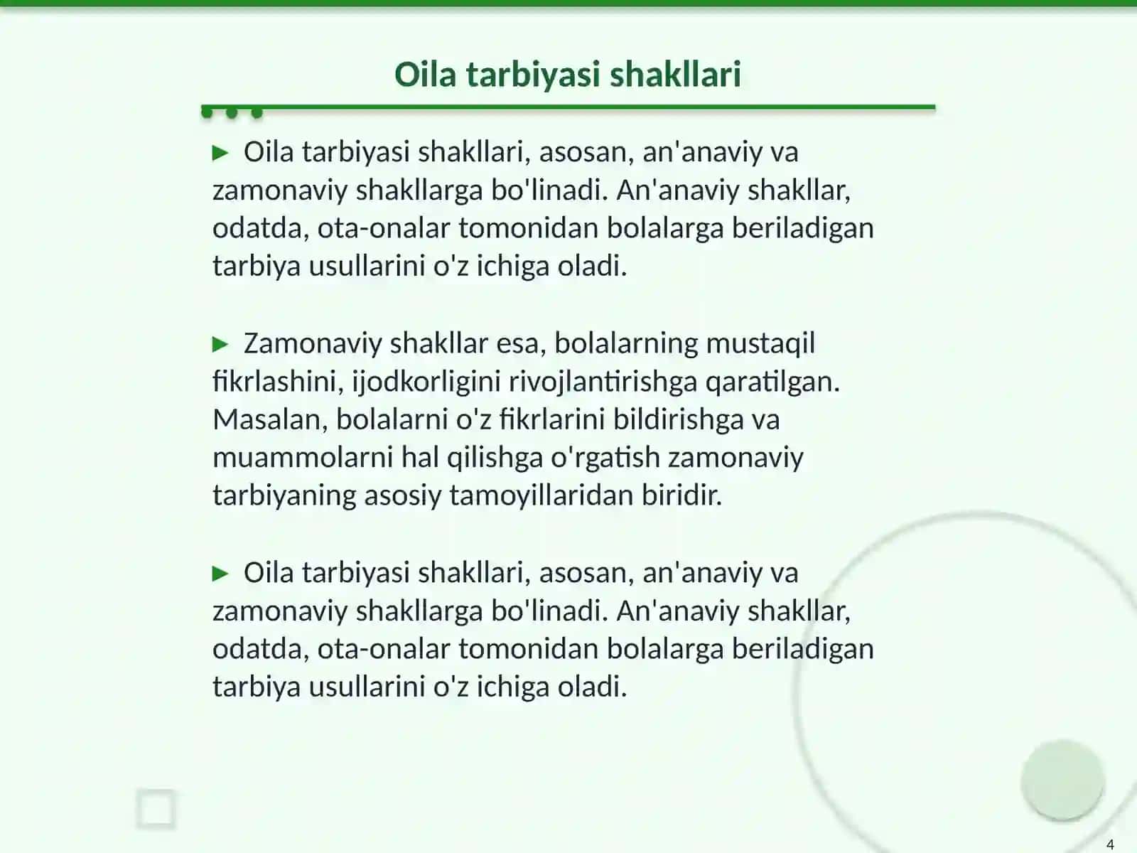 Oila tarbiyasi shakl, metod va vositalari 4
