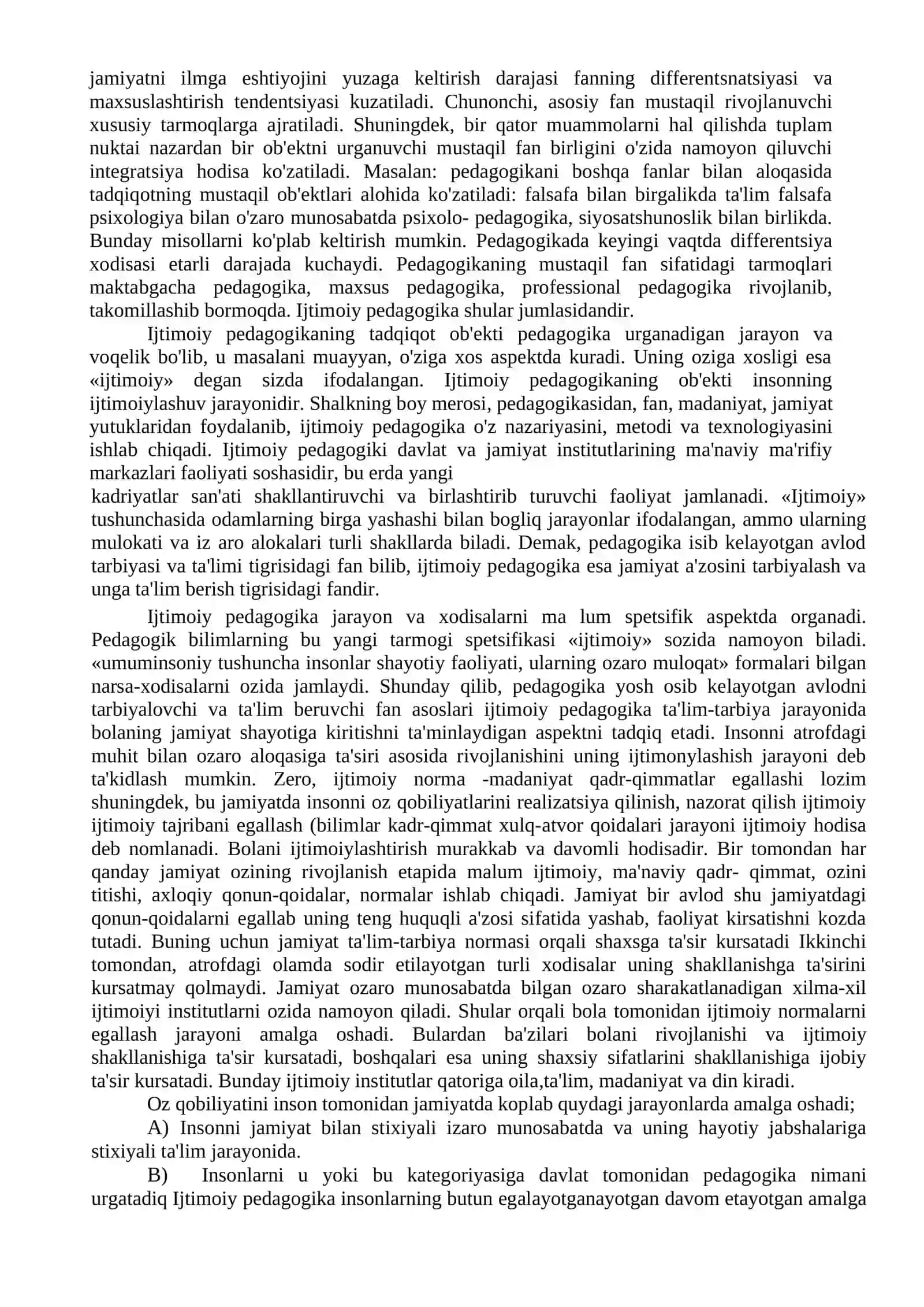 Ijtimoiy pedagogika va pedagogik sotsiologiyaga extiyoj va zamonaviy jamiyat rivojining zaruriy shartlari 4