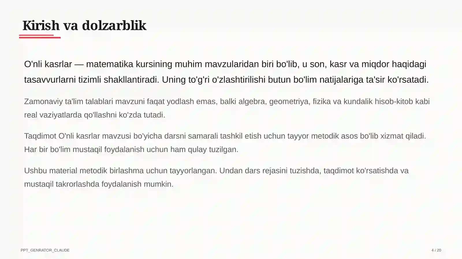 O'nli kasrlar (5-sinf) 4