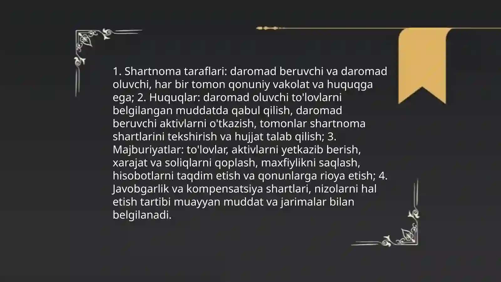 Daromad va ayirboshlash shartnomasi 4
