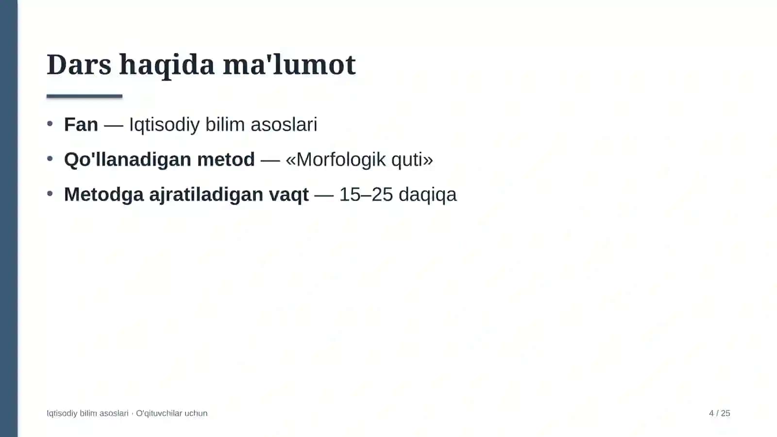 iqtisodiy bilim asoslari darslarida morfologik quti metodidan foydalanish 8772 4