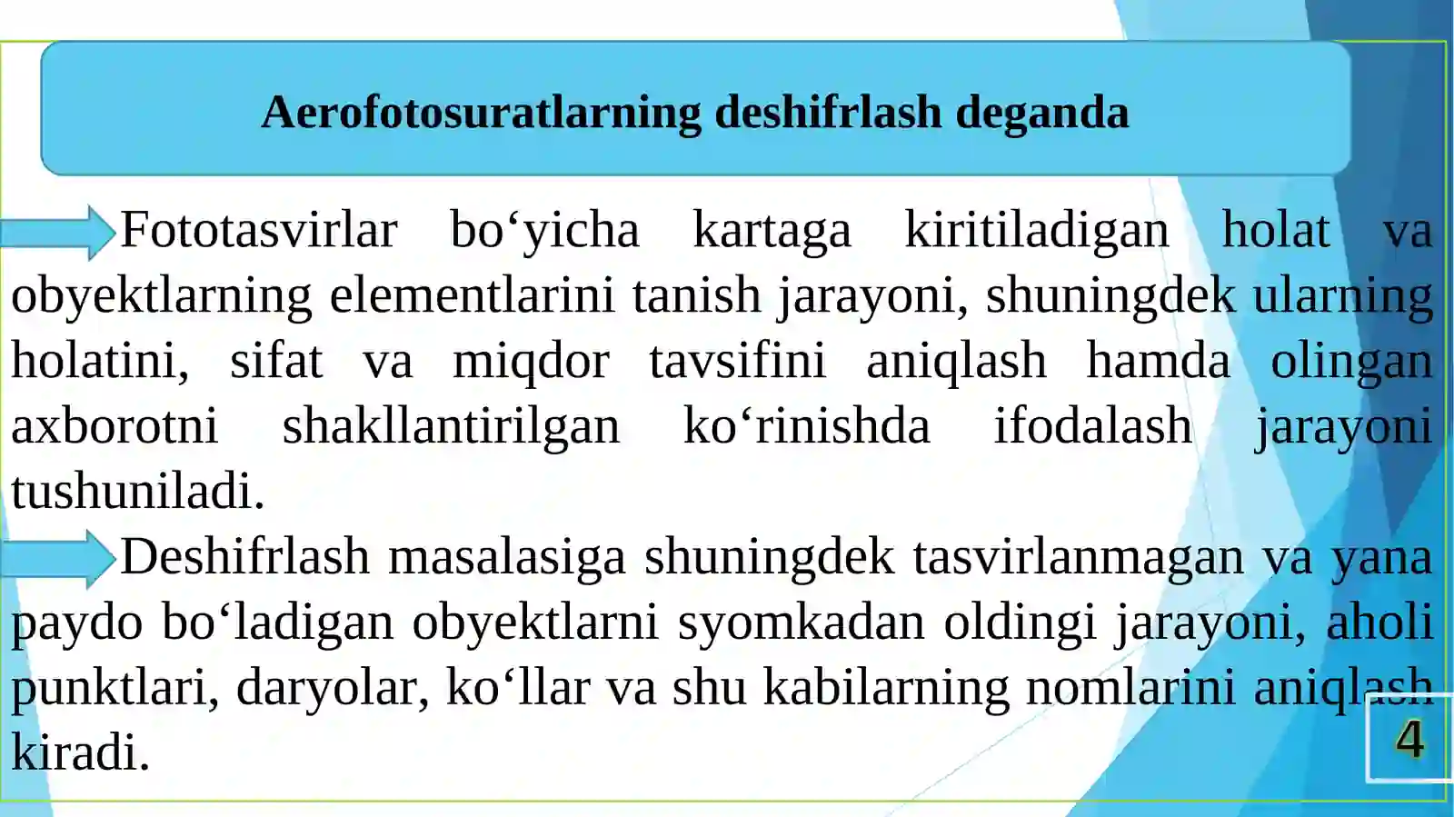 Aerofotosuratlarda dala va kameral chizmalar 4