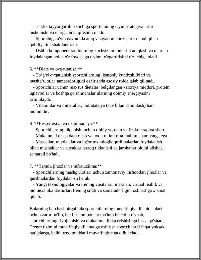 SPORT TAYYORGARLIGI TIZIMIDA TRENAJYOR 4