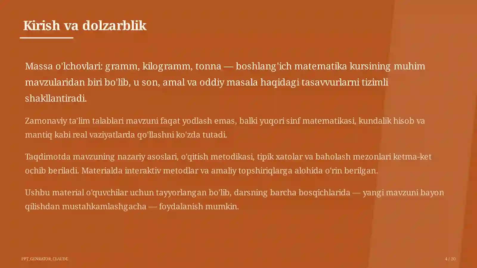 Dars rejasi 4