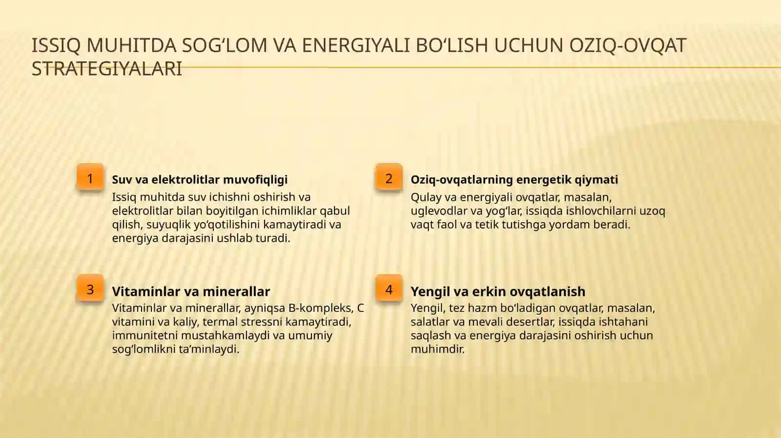 Yuqori haroratda ishlovchilar uchun profilaktik ratsion tuzish 4