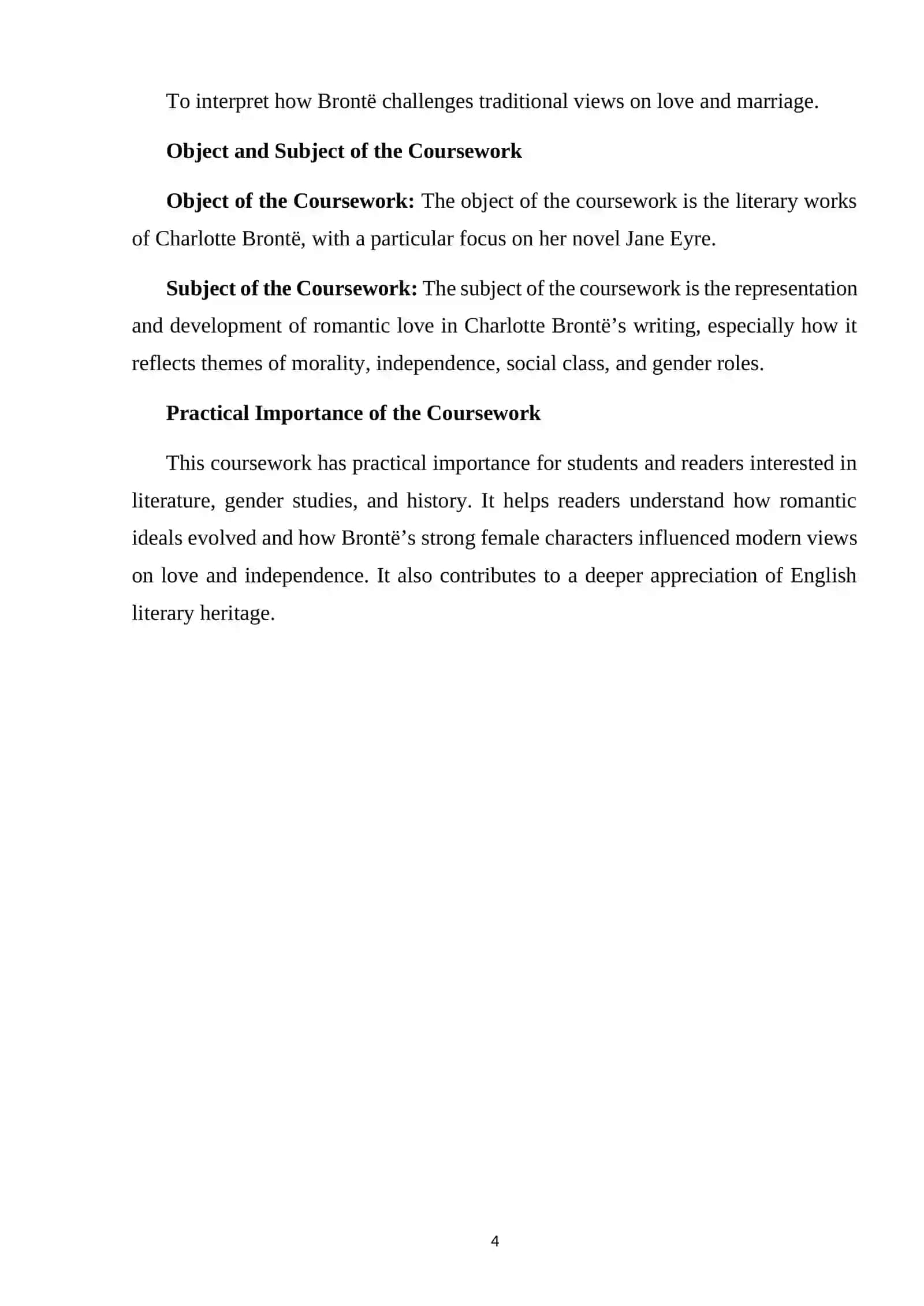 Course Paper on Romantic Love in Charlotte Bronte's Work 4