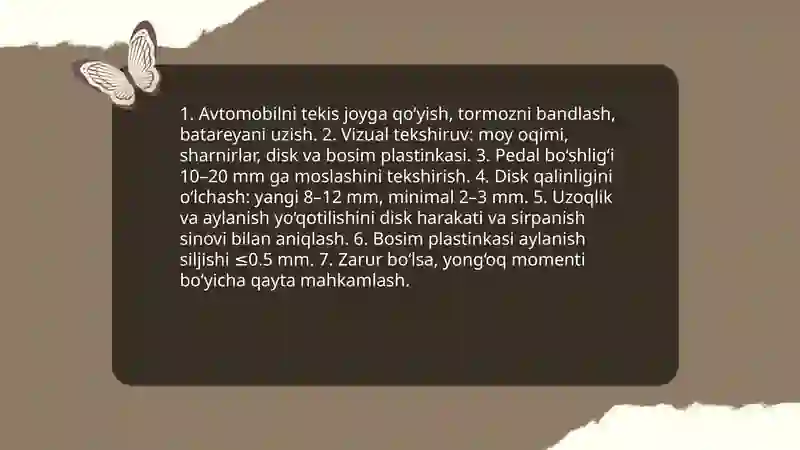 Avtomobillarning ilashish muftasiga texnik xizmat ko'rsatish texnologiyasi 4