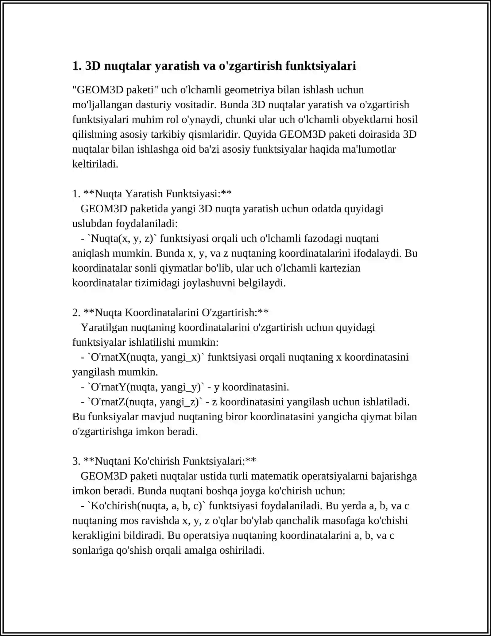 GEOM3D PAKETI FUNKSIYALARI 4