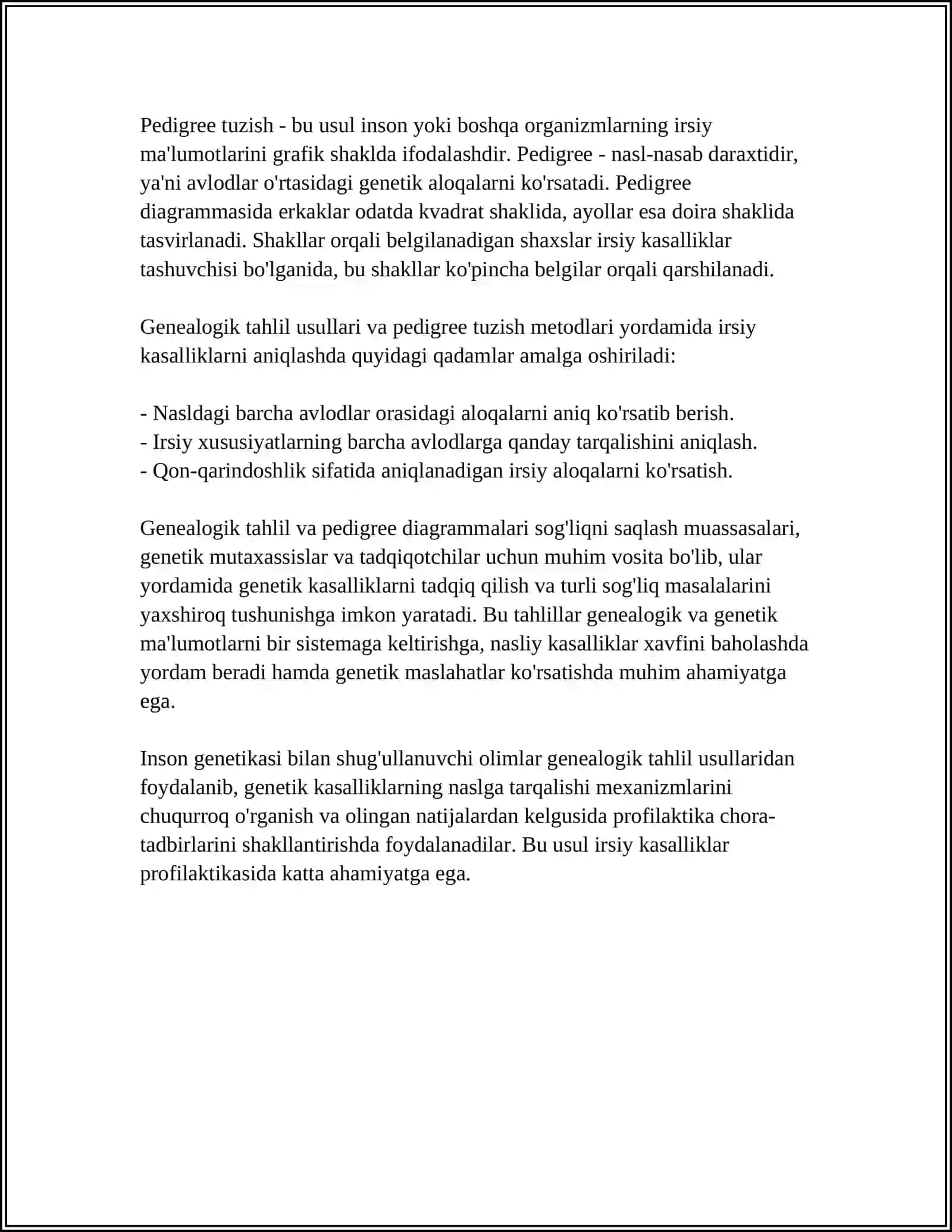 ODAM GENETIKASINING O'RGANISH USULLARI: GENEALOGIK VA EGIZAKLAR USULI 4