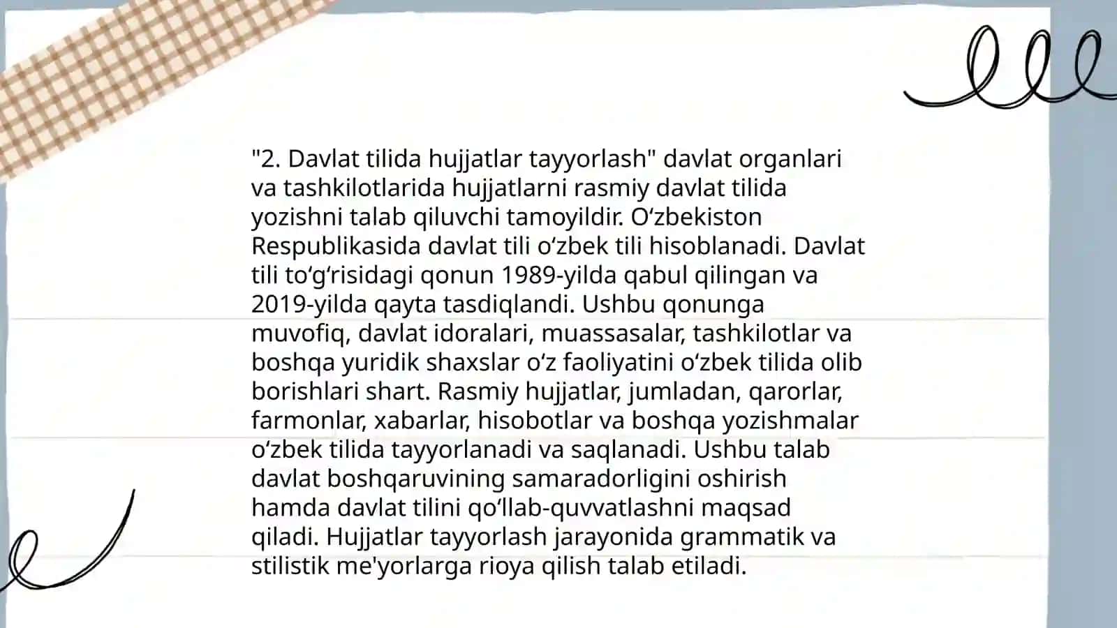 Davlat tilida ish yuritish fanining maqsadi va vazifalari 4