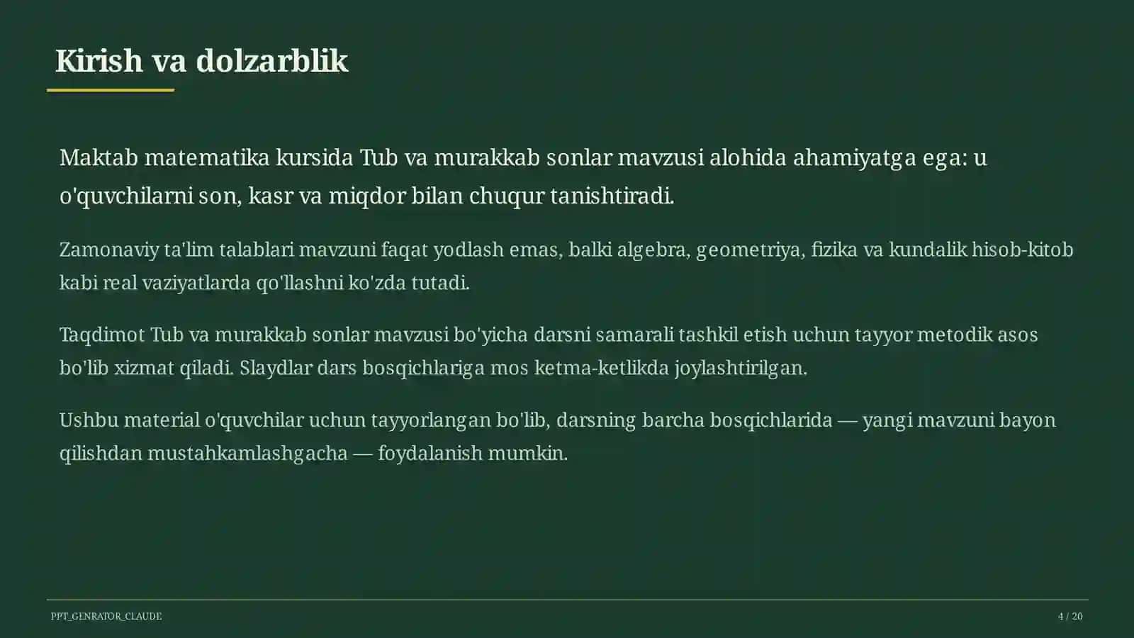 Tub va murakkab sonlar (5-sinf) 4