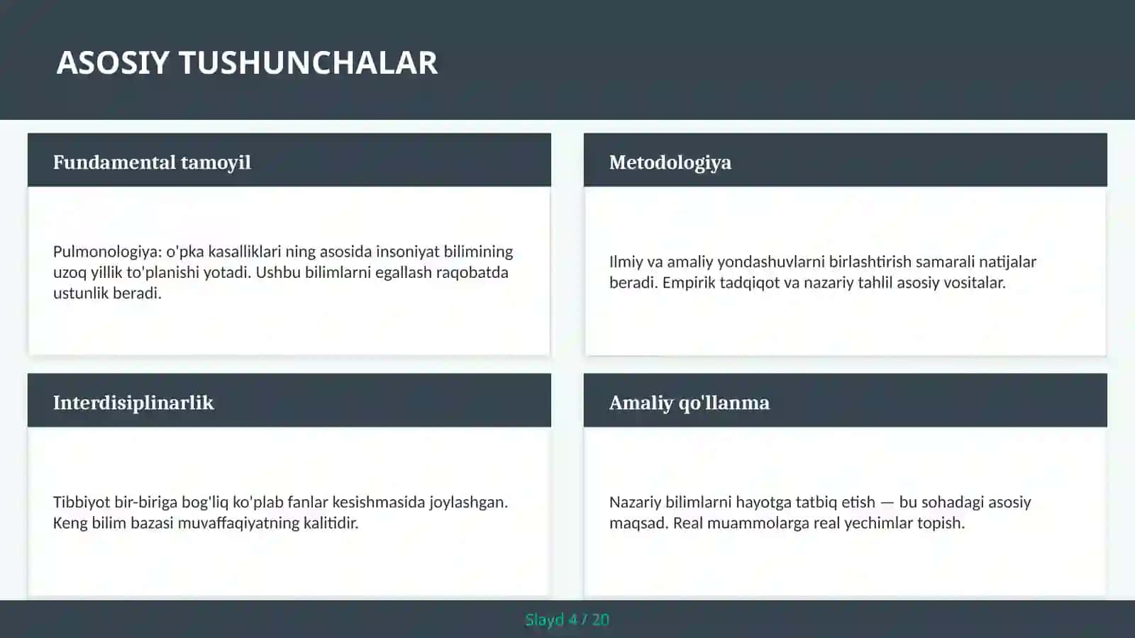Pulmonologiya: O'PKA KASALLIKLARI 4