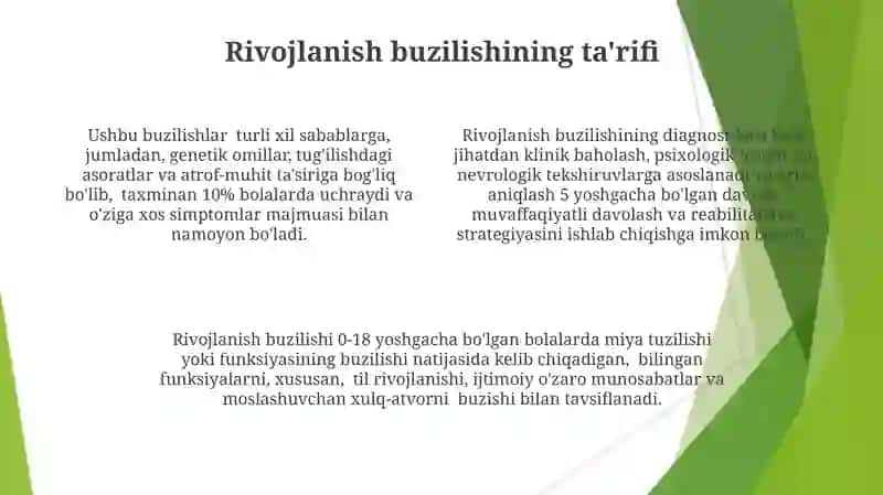 Rivojlanishda yuzaga keladigan buzilishlar xarakteristikasi 4