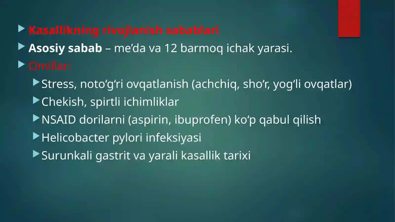 O‘tkirqorinni stimullovchi kasalliklar 4