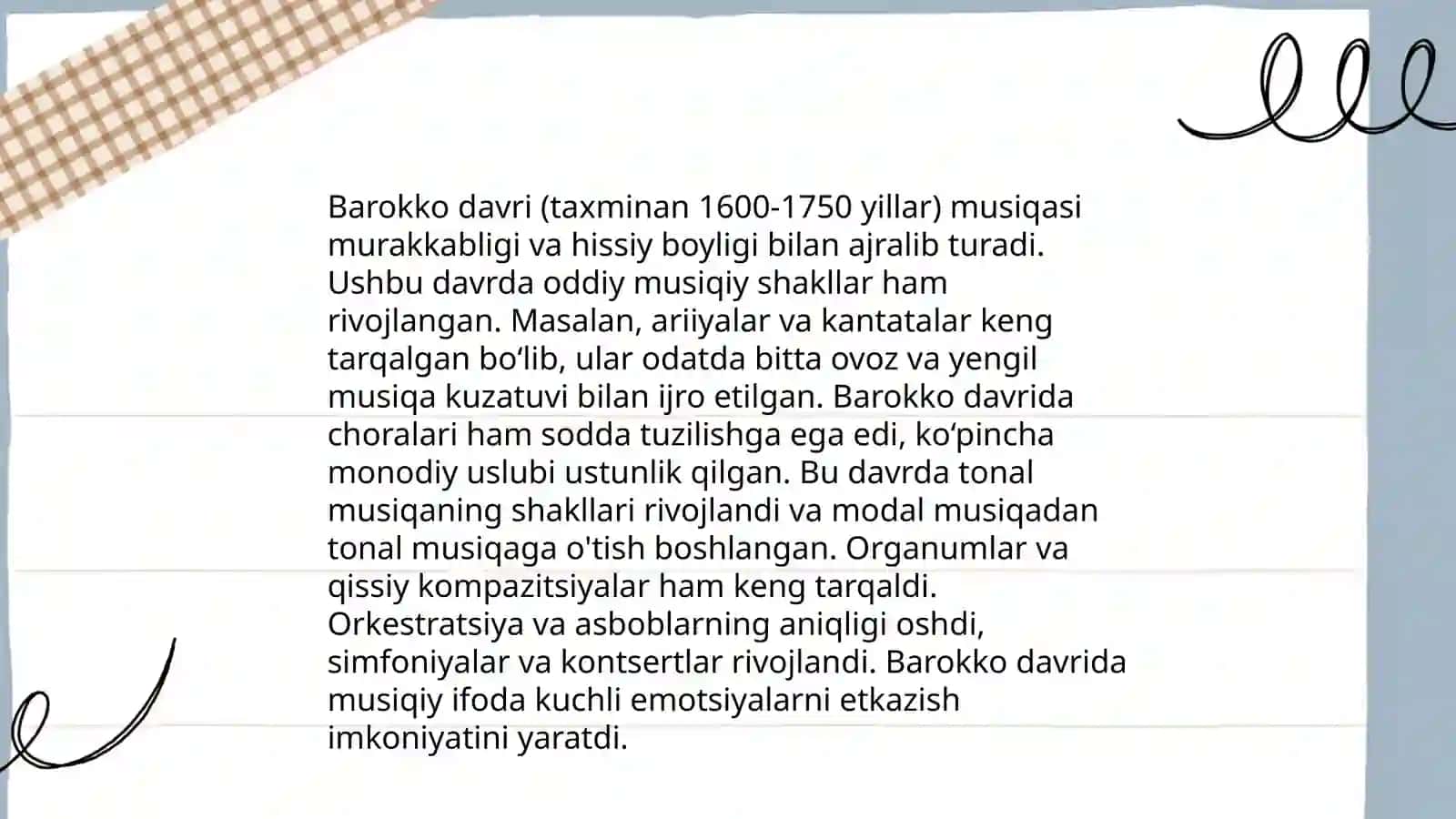 Yevropa,rus kompozitorlari,Barokko,Klassik va Romantizim davri kompozitorlarining ijodida oddiy va murakkab shakllar 4