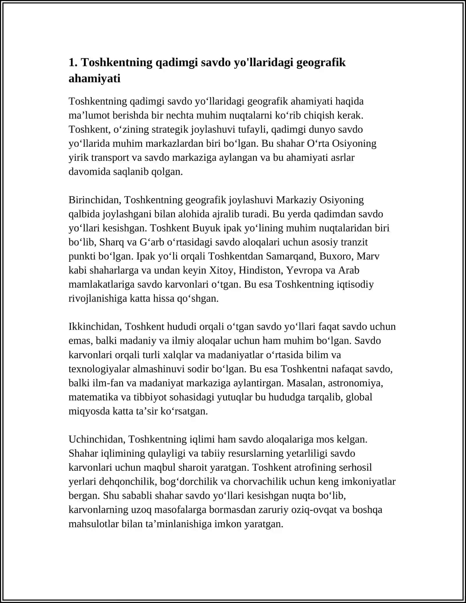 "TOSHKENTNING JAHON SVILIZATSIYASI TARAQQIYOTIDAGI TUTGAN O‘RNI” 4