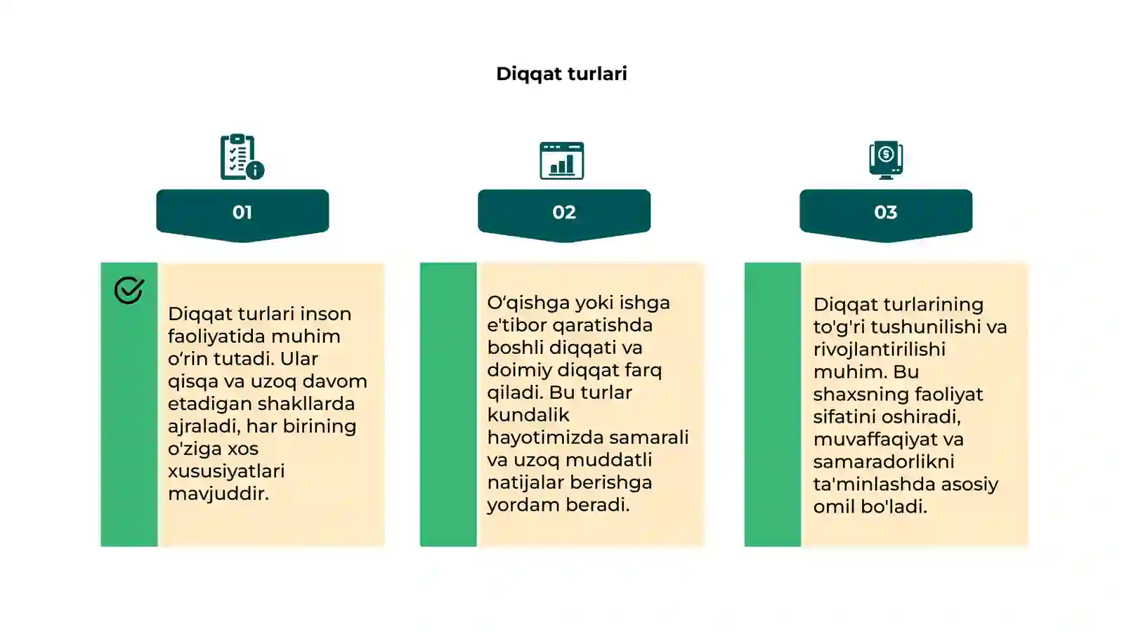 Diqqat turlari va xususiyatlari 4