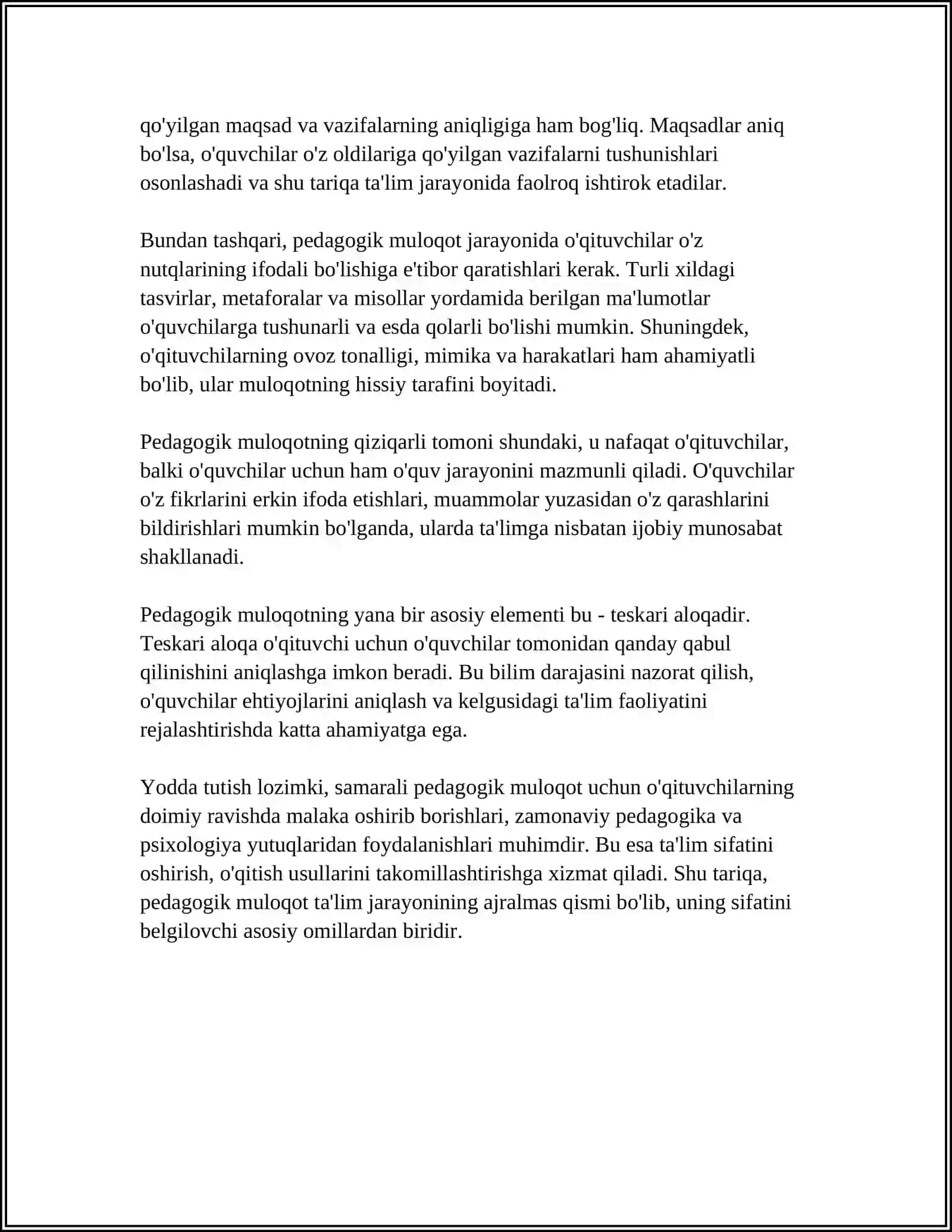 PEDAGOGIK MULOQOTNI TASHKIL ETISH YO'NALISHLARI 4