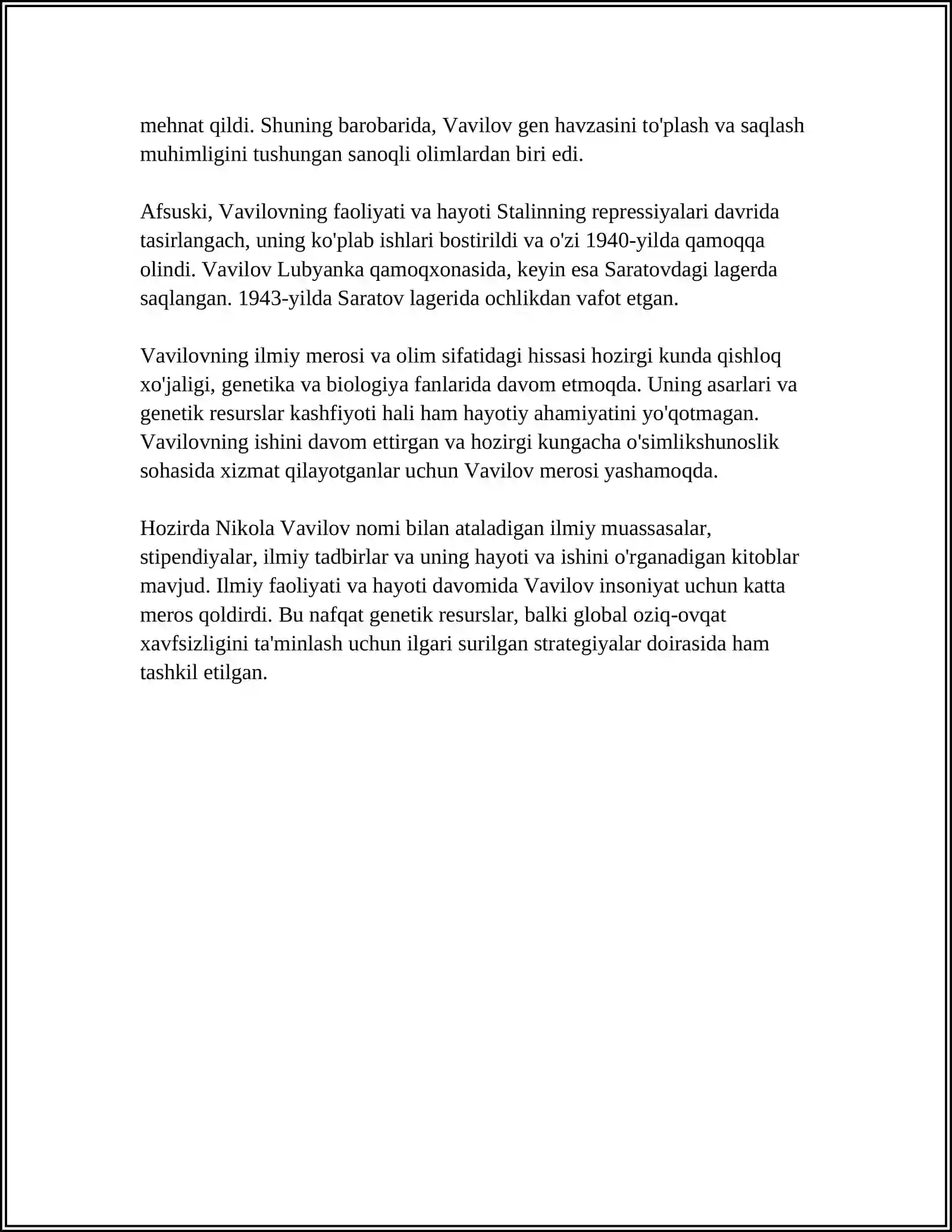 N. I. VAVILOVNING O'SIMLIKLARNI KELIB CHIQISH MARKAZLARI TO'G'RISIDAGI NAZARIYASI 4