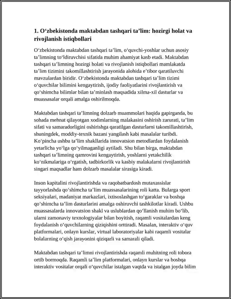 O'zbekistonda maktabdan tashqari taʼlim: hozirgi holat va rivojlanish istiqbollari 4