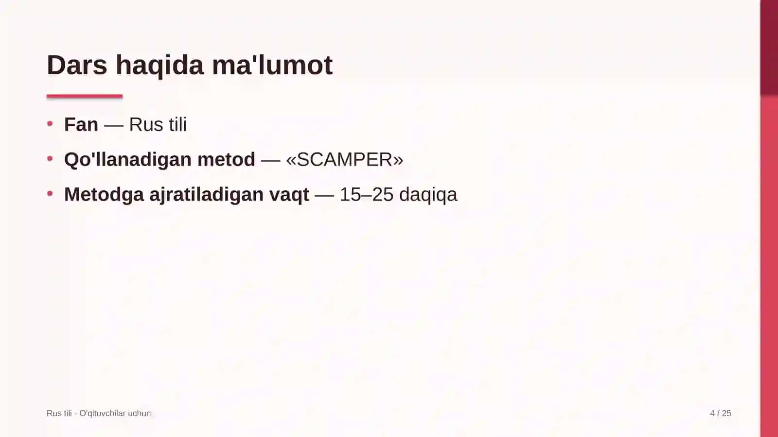 rus tili darslarida scamper metodidan foydalanish 1986 4