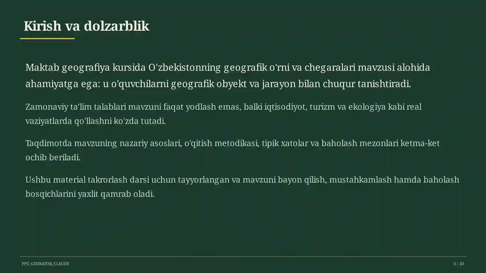 O'zbekistonning geografik o'rni va chegaralari (8-sinf) 4