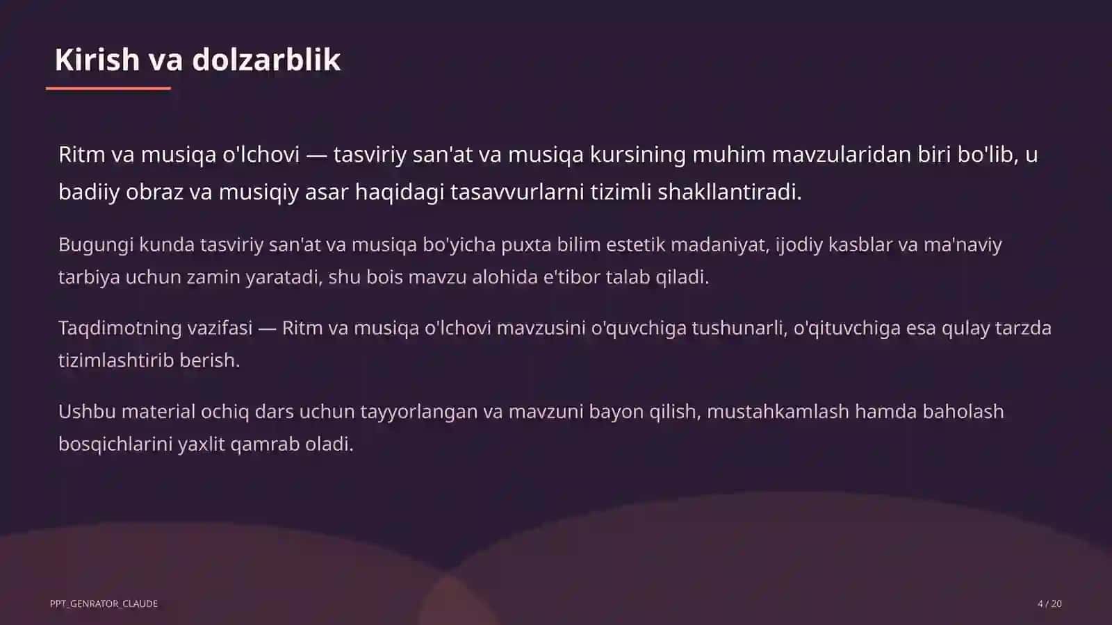Ritm va musiqa o'lchovi (3-sinf) 4