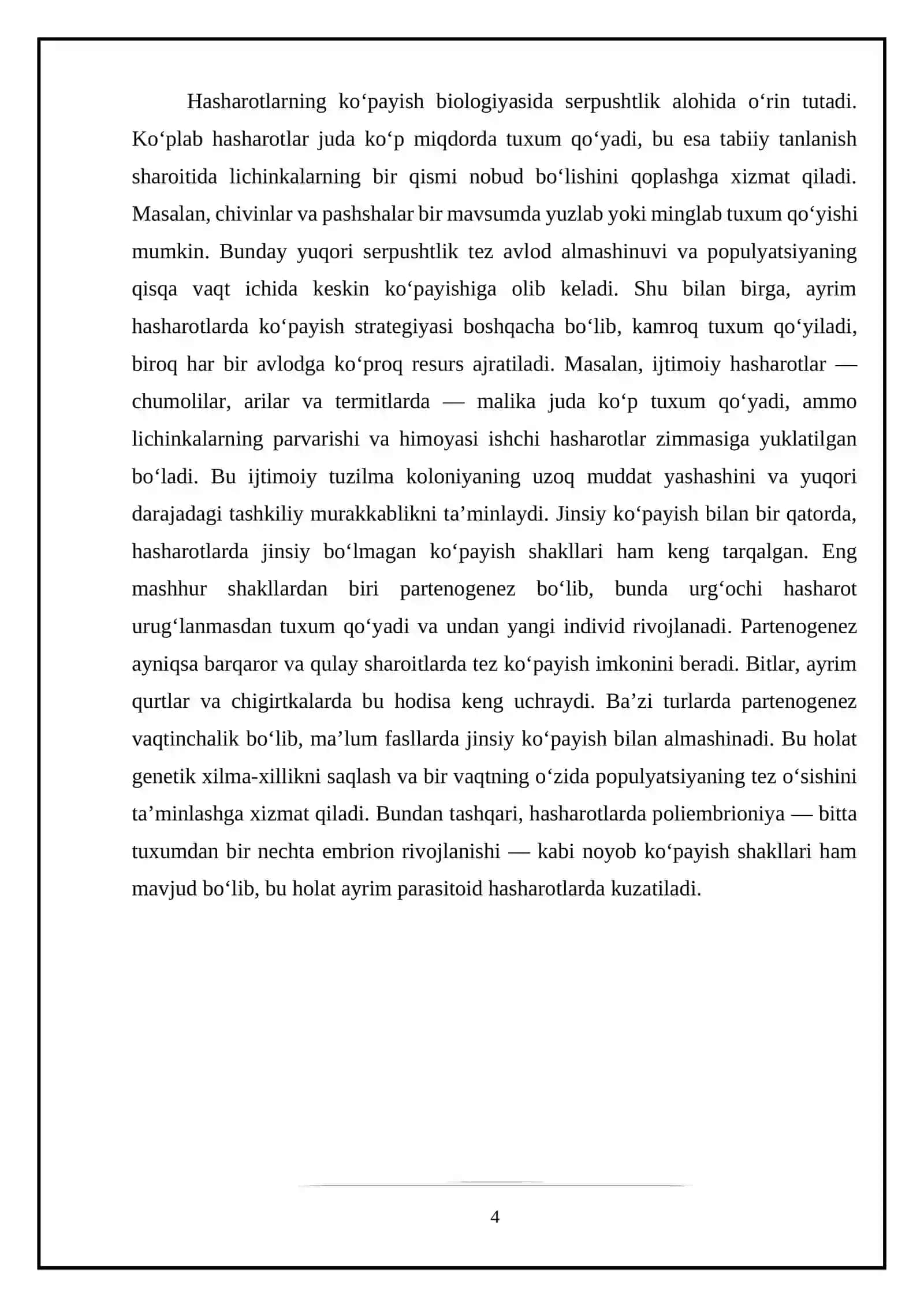 Hasharotlarning ko‘payishi va rivojlanish biologiyasi 4