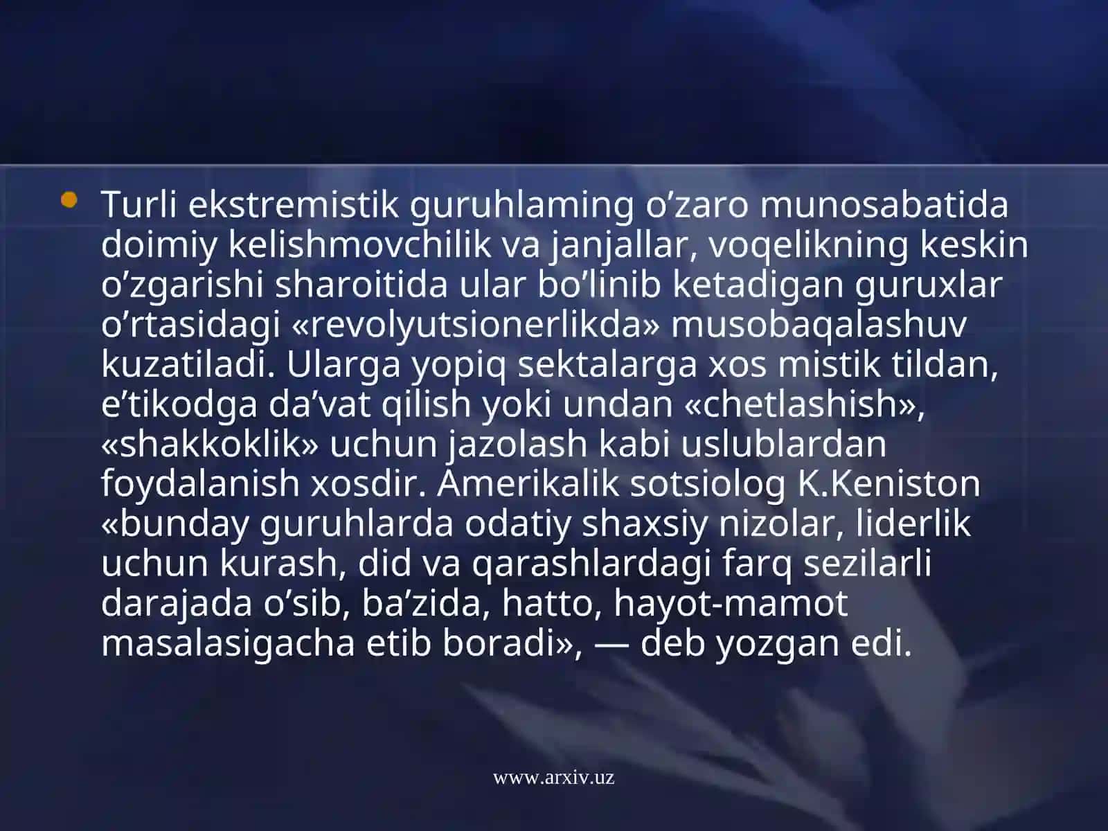 Diniy ekstremizm va terrorizmning mintaqada paydo bo’lishi 4