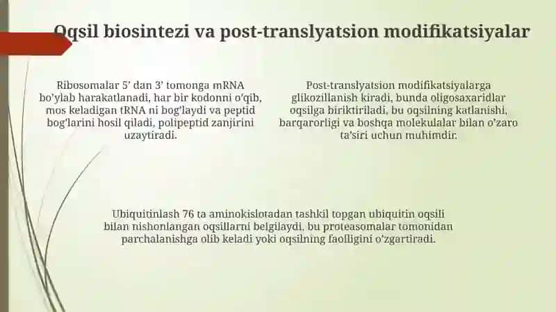 Odamorganizmi da oqsillarning biokimyoviy o'zgarishi 4