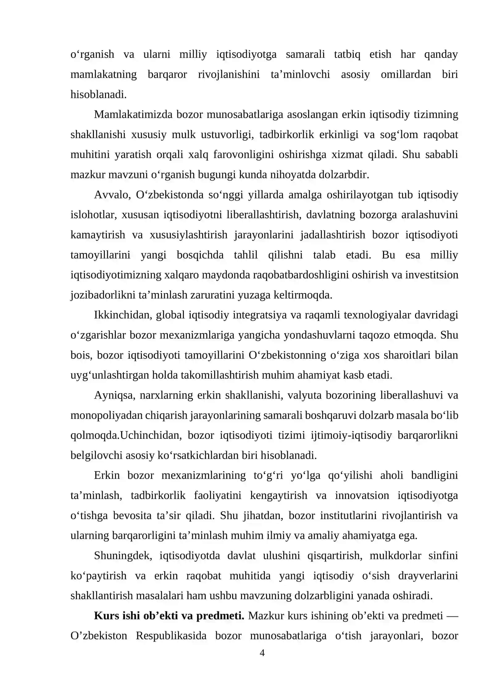 BOZOR IQTISODIYOTI TAMOYILLARI VA O‘ZBEKISTON SHAROITIDA ULARNING AMALGA OSHIRILISHI 4
