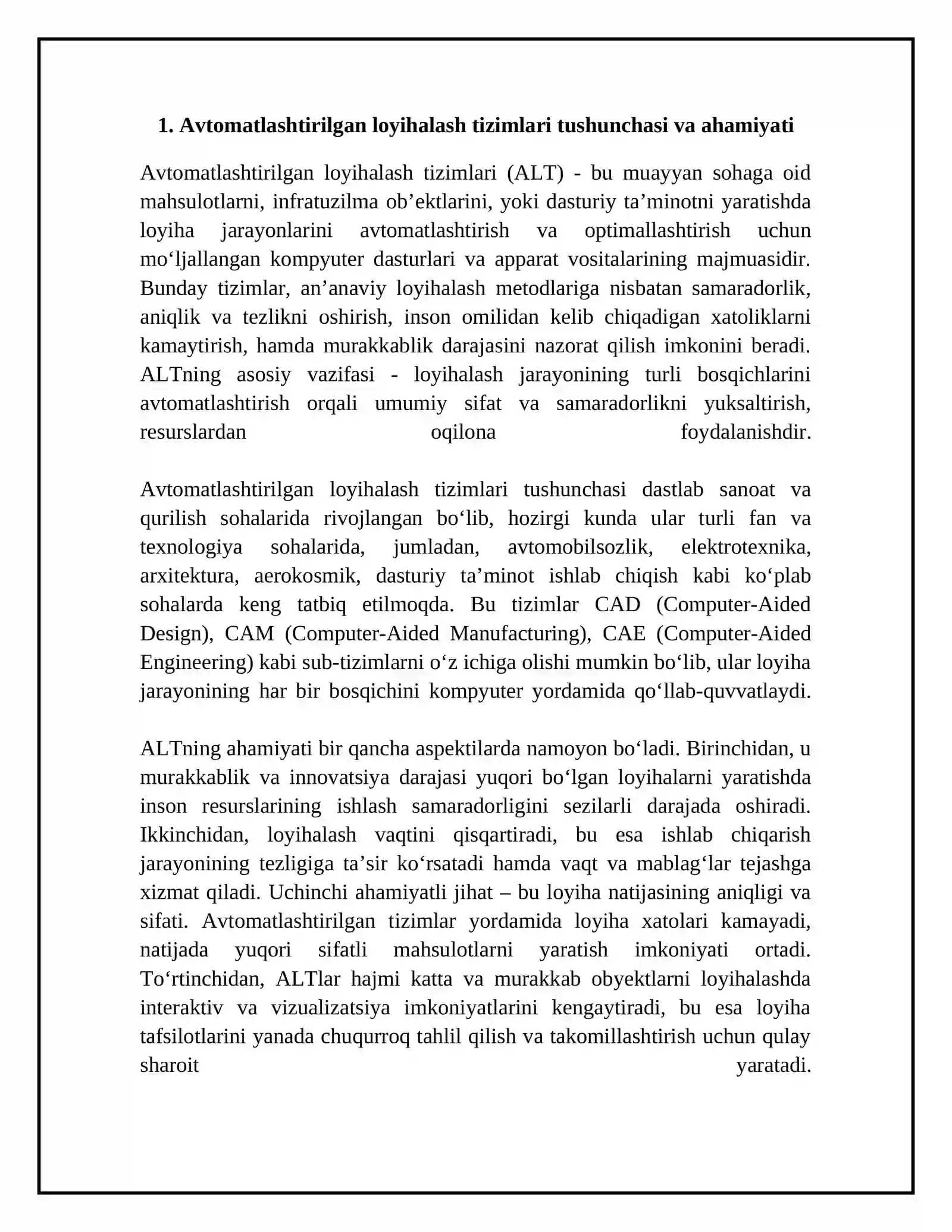 Avtomatlashtirilgan loyihalash tizimi ta’minoti turlarining komponentlari 4