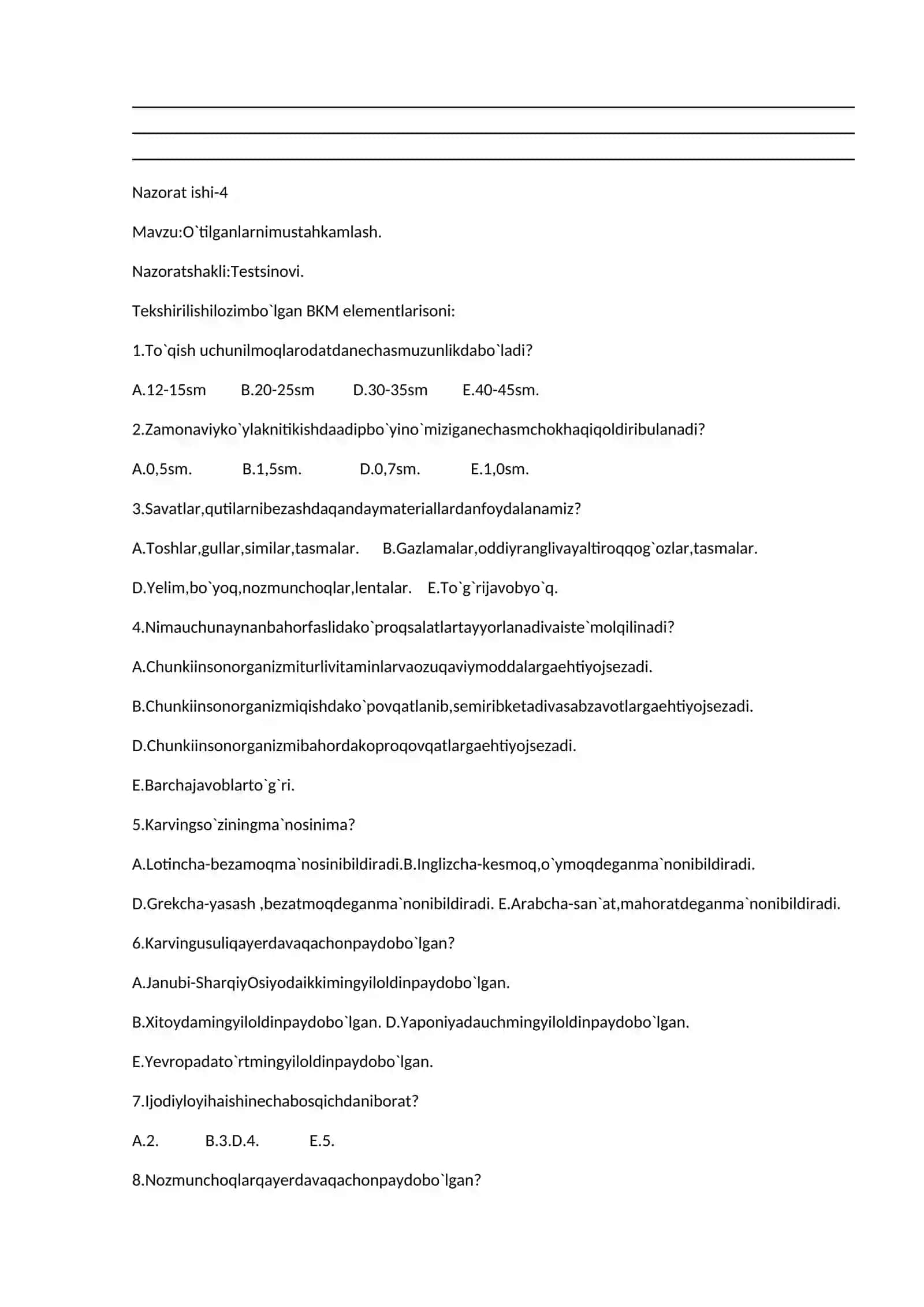 Amaliy mashg’ulot: burmali yostiqcha bichish texnologiyasi 4