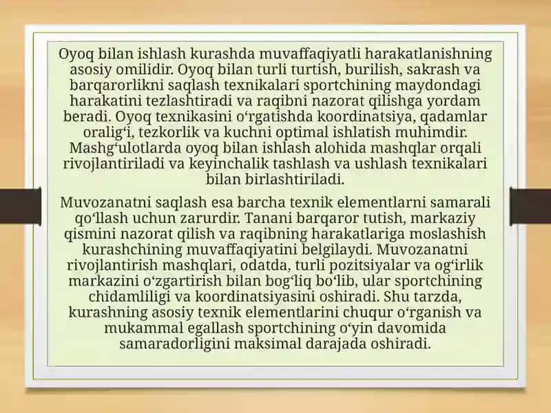 Kurashda amaliy usullarni o'rgatish texnikasi va taktikasi 4