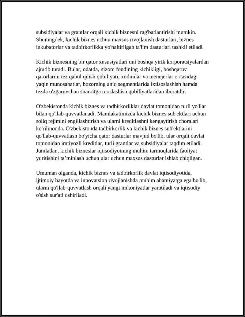 Kichik Biznes va Tadbirkorlikning Turlari hamda Shakllari 4