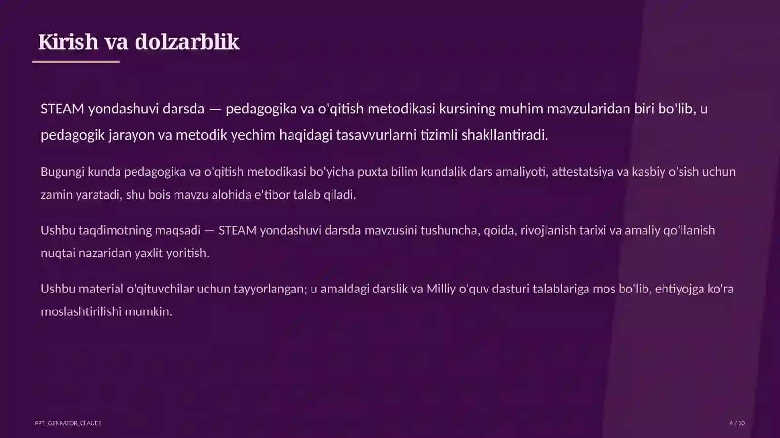 STEAM yondashuvi darsda 2