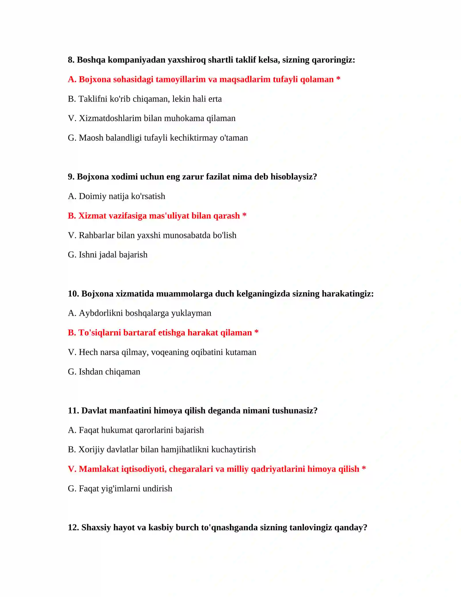 Bojxona ishga kirish test savollari va javoblari PDF 4