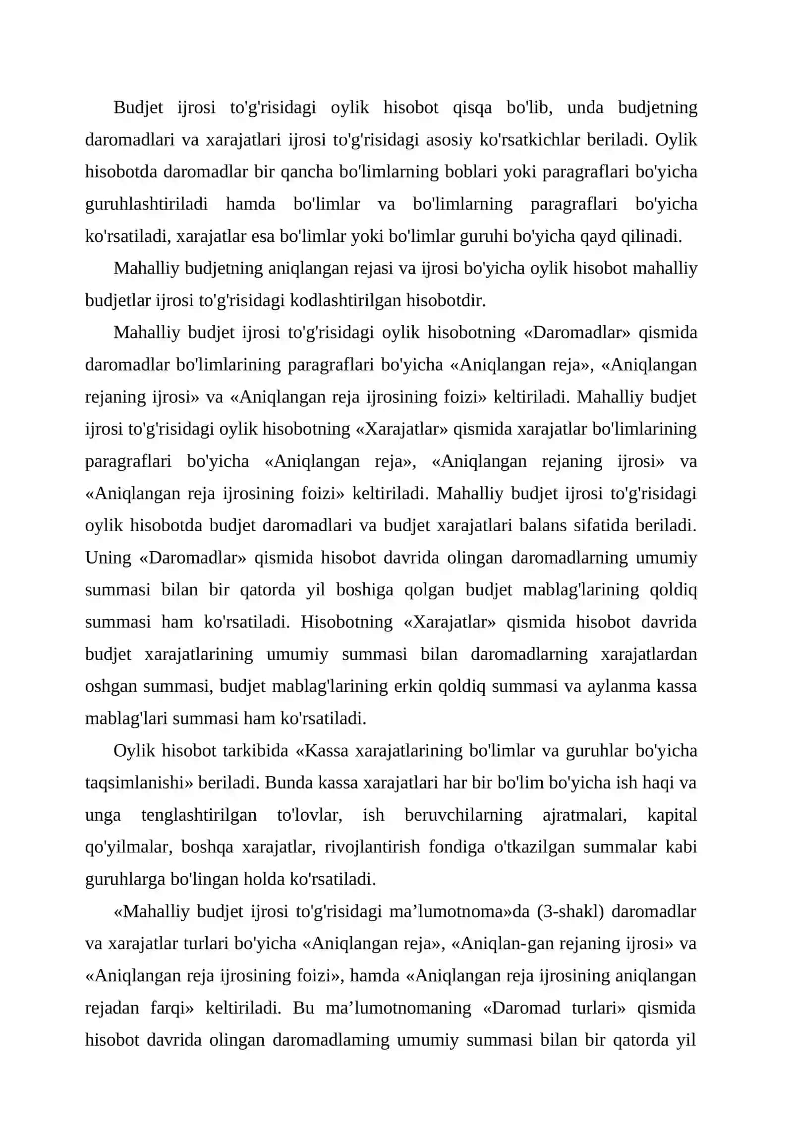Moliya organlarida budjet ijrosi haqidagi hisobot 4