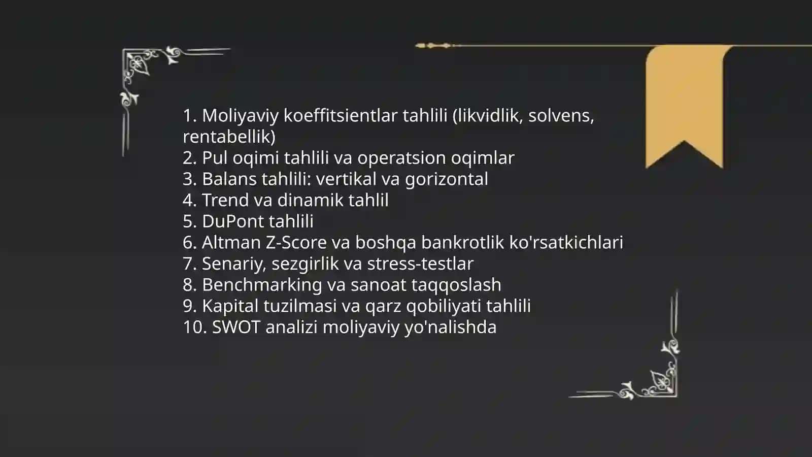Moliyaviy qarorlar qabul qilishda strategik moliyaviy tahlil va uning asosiy yo'nalishlari 4