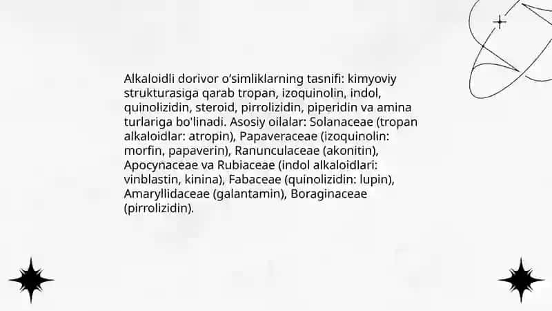 Alkaloidli Dorivor O'simliklar 4
