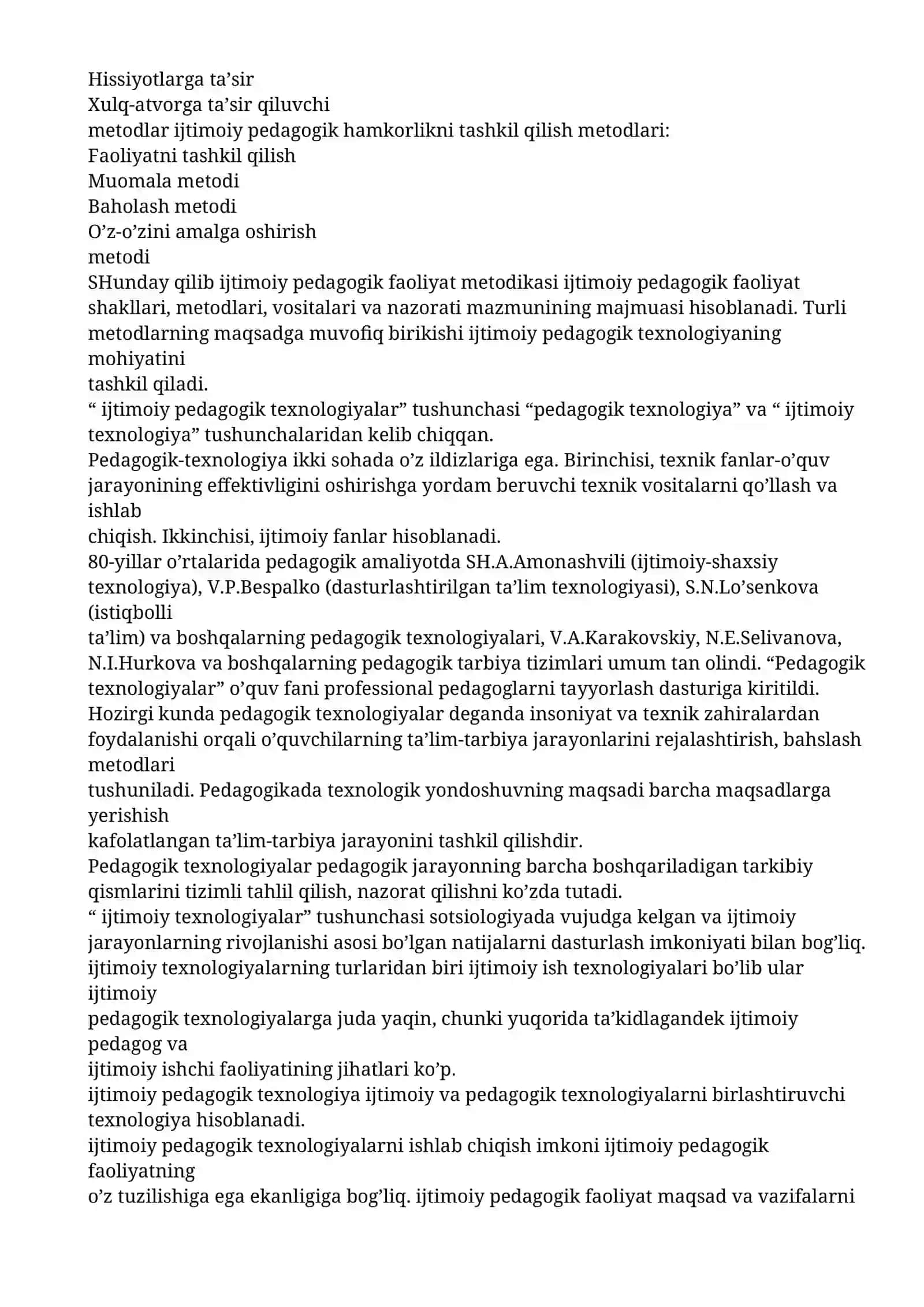 IJTIMOIY PEDAGOGIK FAOLIYAT METODIKASI VA TEXNOLOGIYALARI 4