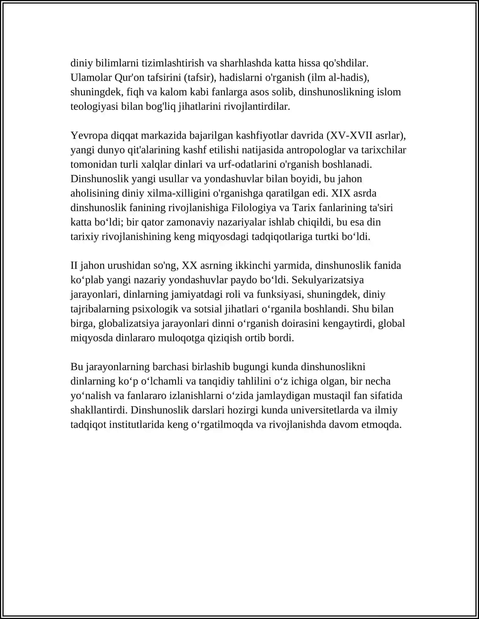 DINSHUNOSLIK FAN SIFATIDA SHAKLLANISHI,PREDMETI, FUNKSIYALARI,KATEGORIYALARI 4
