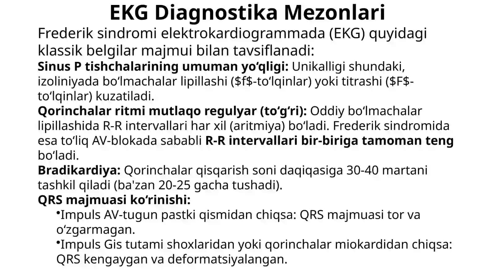 Yurak ritm va o‘tkazuvchanligi buzilishining murakkab turlari: Frederik sindrom, qorinchalarning vaqtidan oldin qisqarishi 4