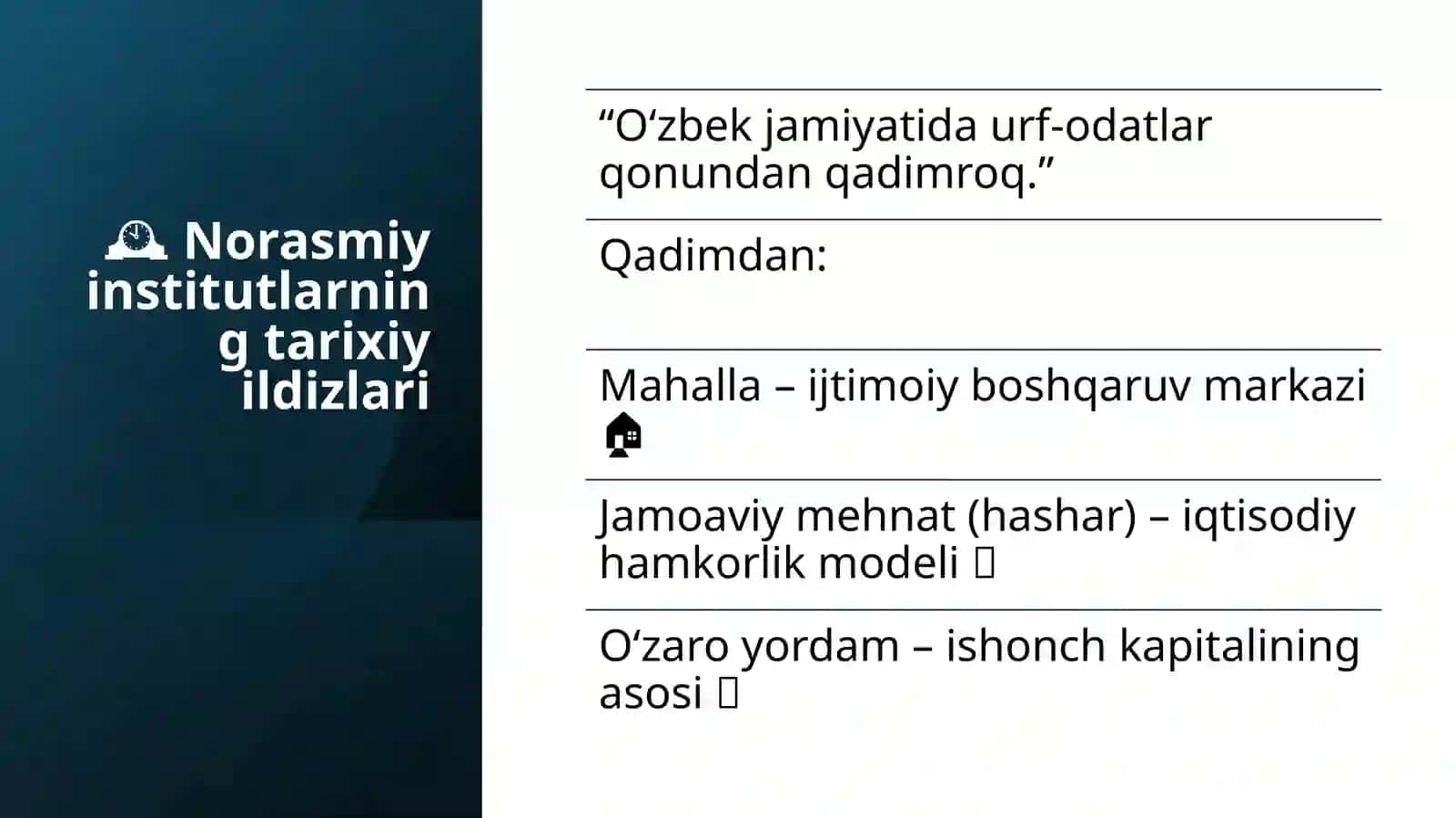 O‘zbekiston iqtisodiyotida norasmiy institutlarning roli va samaradorligi 4