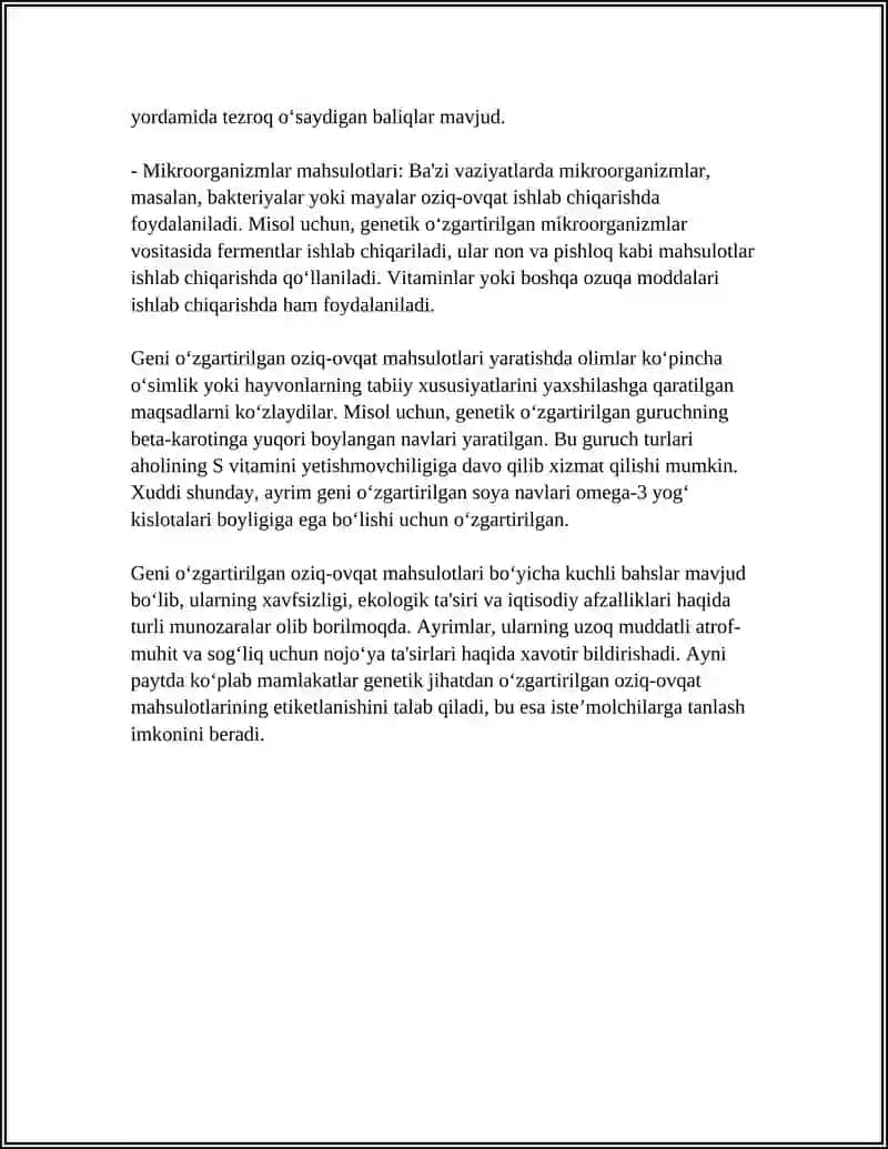 GENI OʻZGARTIRILGAN OZIQ OVQAT MAHSULOTLARI VA ARGANIZMLAR 4