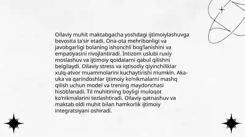 Maktabgacha yoshdagi ijtimoiylashuv va ijtimoiy moslashuv xususiyatlarini oʻrganish 4