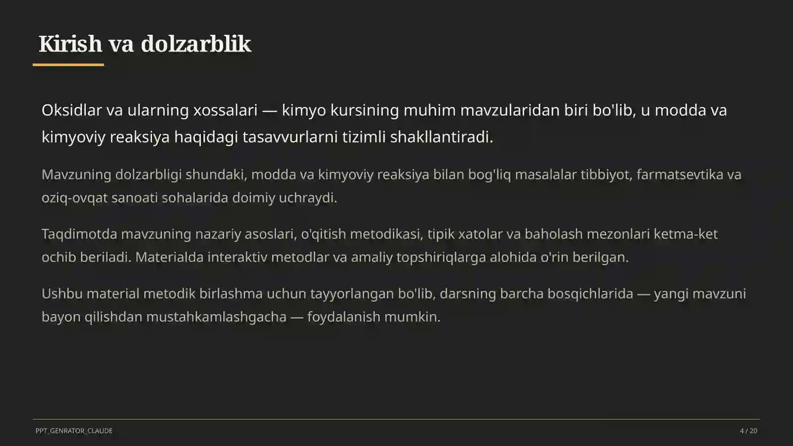 Oksidlar va ularning xossalari (8-sinf) 4